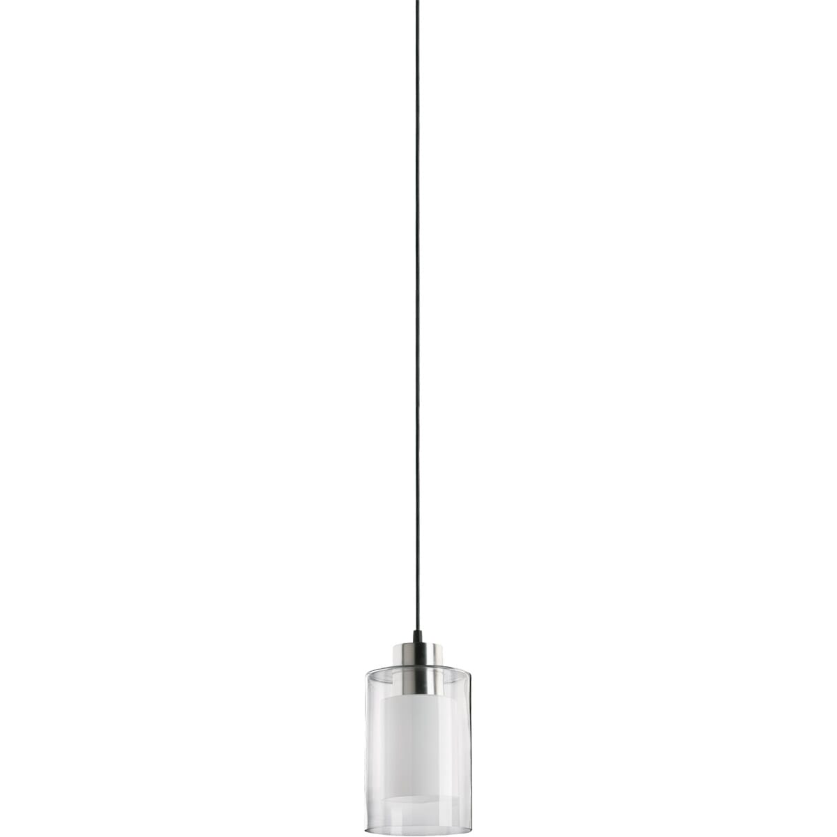 Quorum Transitional 5" Pendant Light in Satin Nickel Clear and White