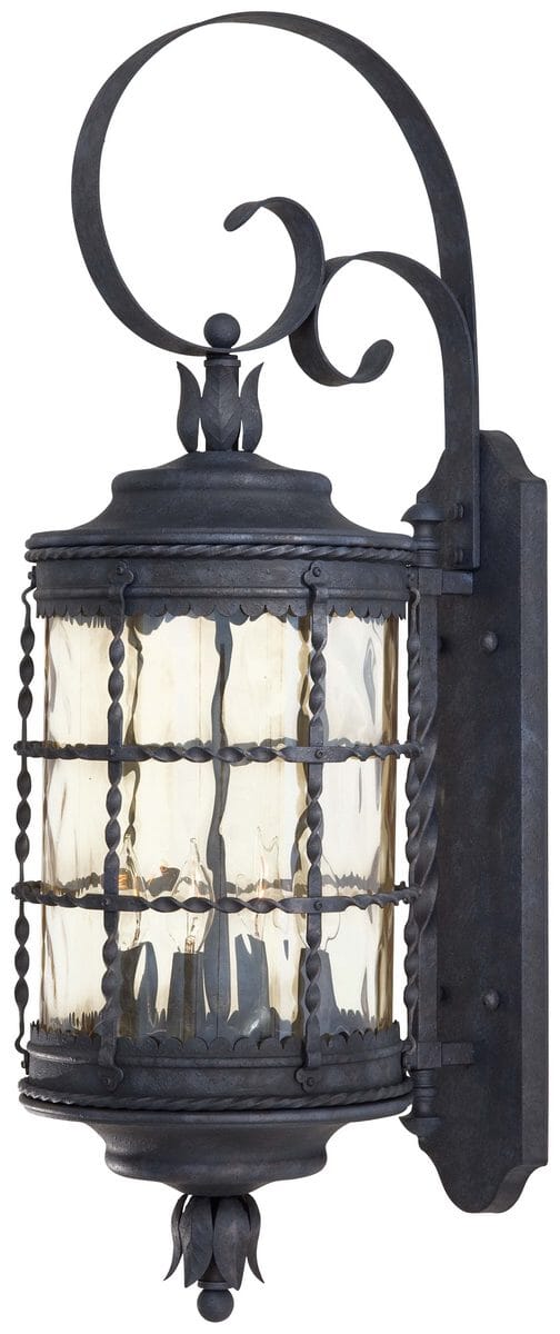 The Great Outdoors Mallorca 4-Light 34" Outdoor Wall Light in Spanish Iron