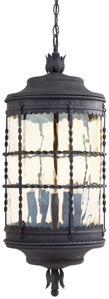 The Great Outdoors Mallorca 5-Light 32" Outdoor Hanging Light in Spanish Iron