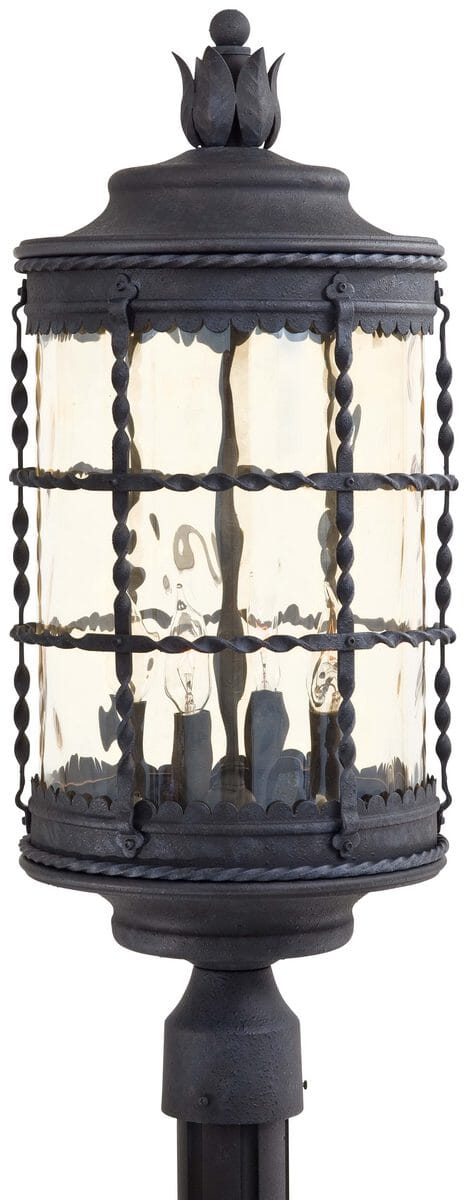 The Great Outdoors Mallorca 4-Light 26" Outdoor Post Light in Spanish Iron