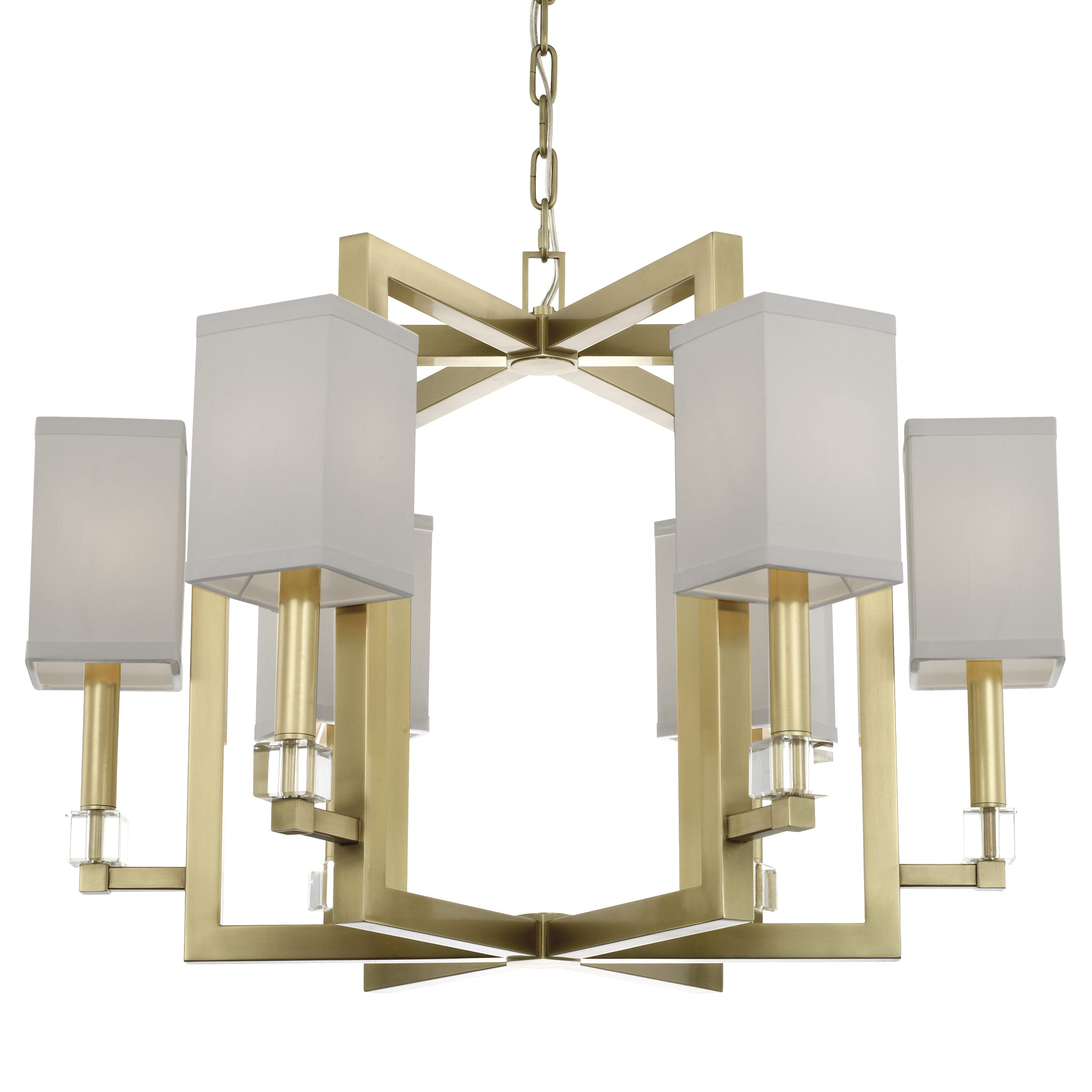 Crystorama Dixon 6-Light 20" Transitional Chandelier in Aged Brass with Crystal Cubes Crystals