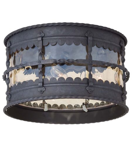 The Great Outdoors Mallorca 3-Light 7" Outdoor Ceiling Light in Spanish Iron