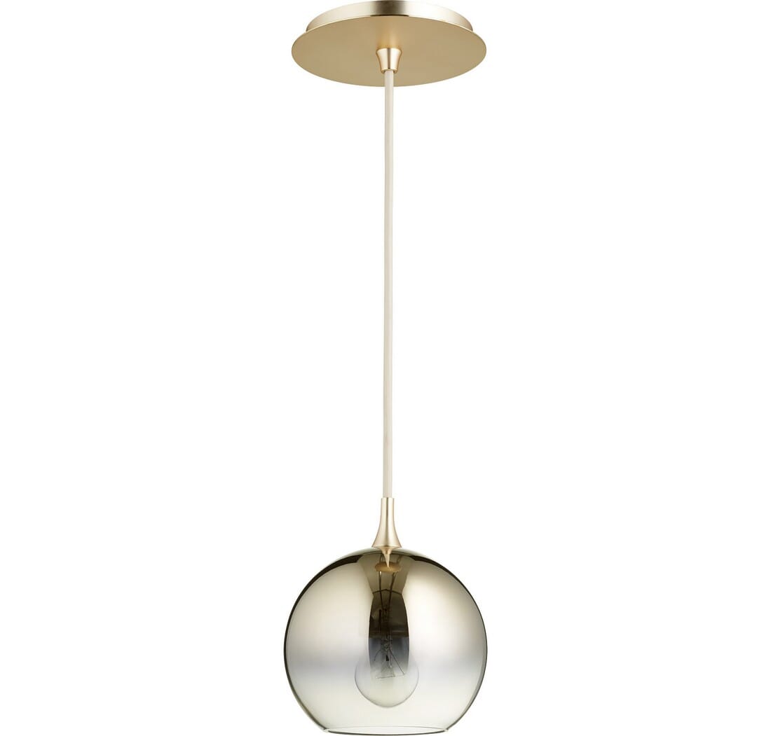 Quorum Transitional 6" Pendant Light in Satin Gold with Light Gold Ombre