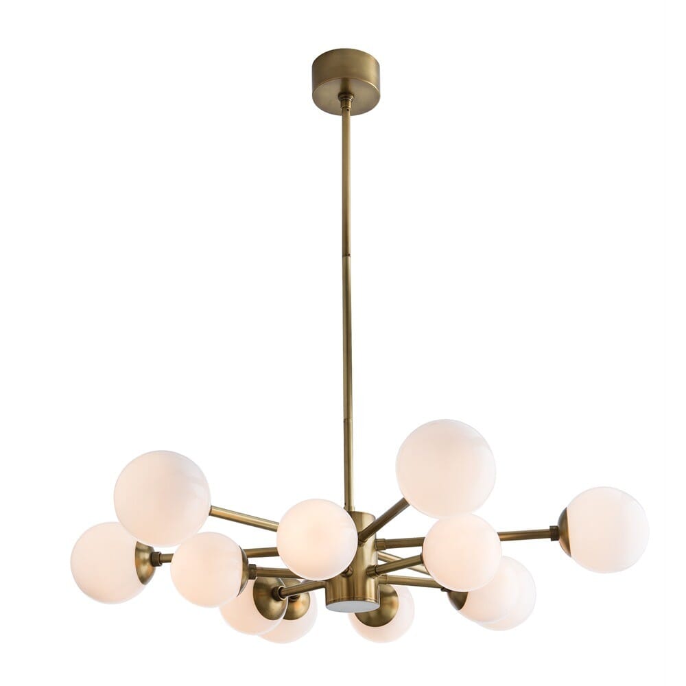 Arteriors Karrington 37" 12-Light Chandelier in Antique Brass