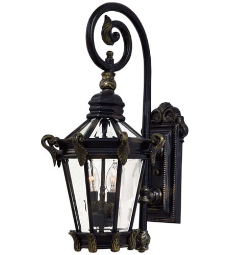 The Great Outdoors Stratford Hall 2-Light 25" Outdoor Wall Light in Heritage with Gold Highlights