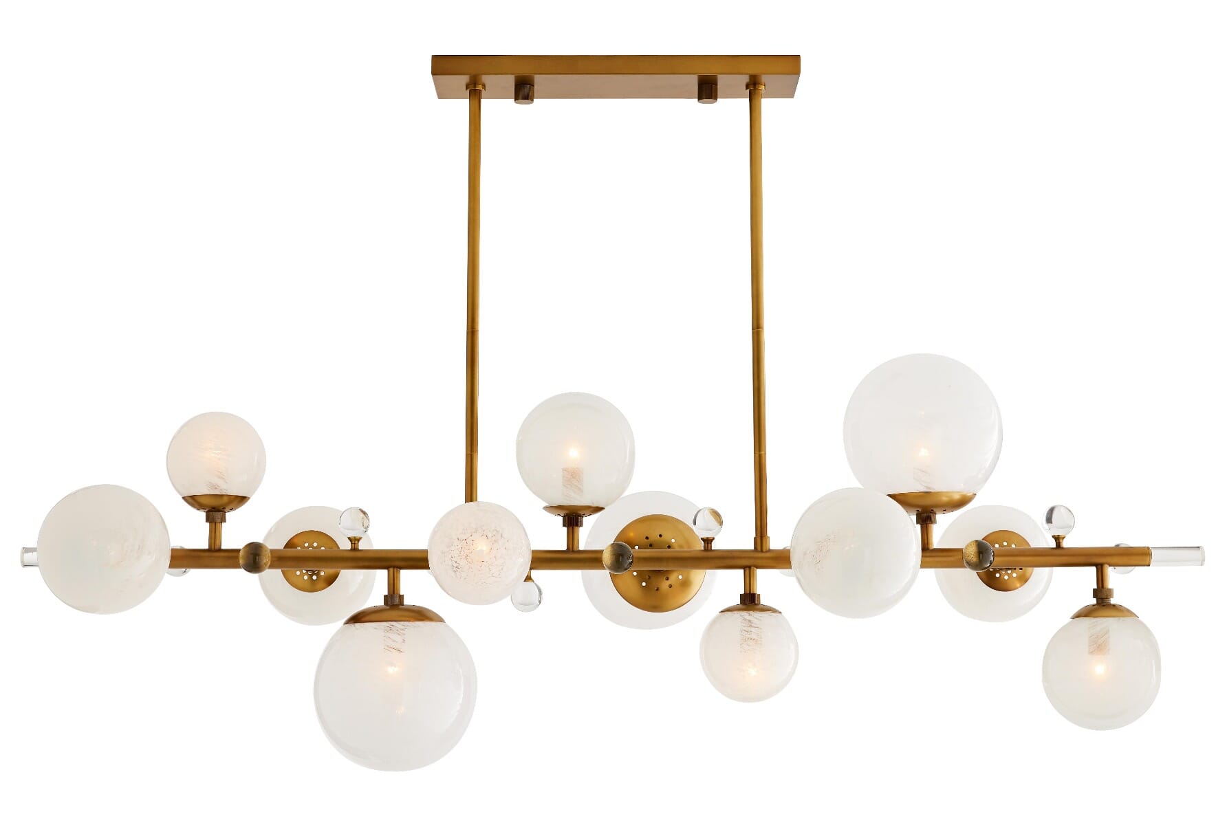 Arteriors Troon 12-Light Linear Chandelier in Antique Brass