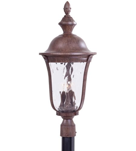 The Great Outdoors Ardmore 3-Light 29" Outdoor Post Light in Vintage Rust