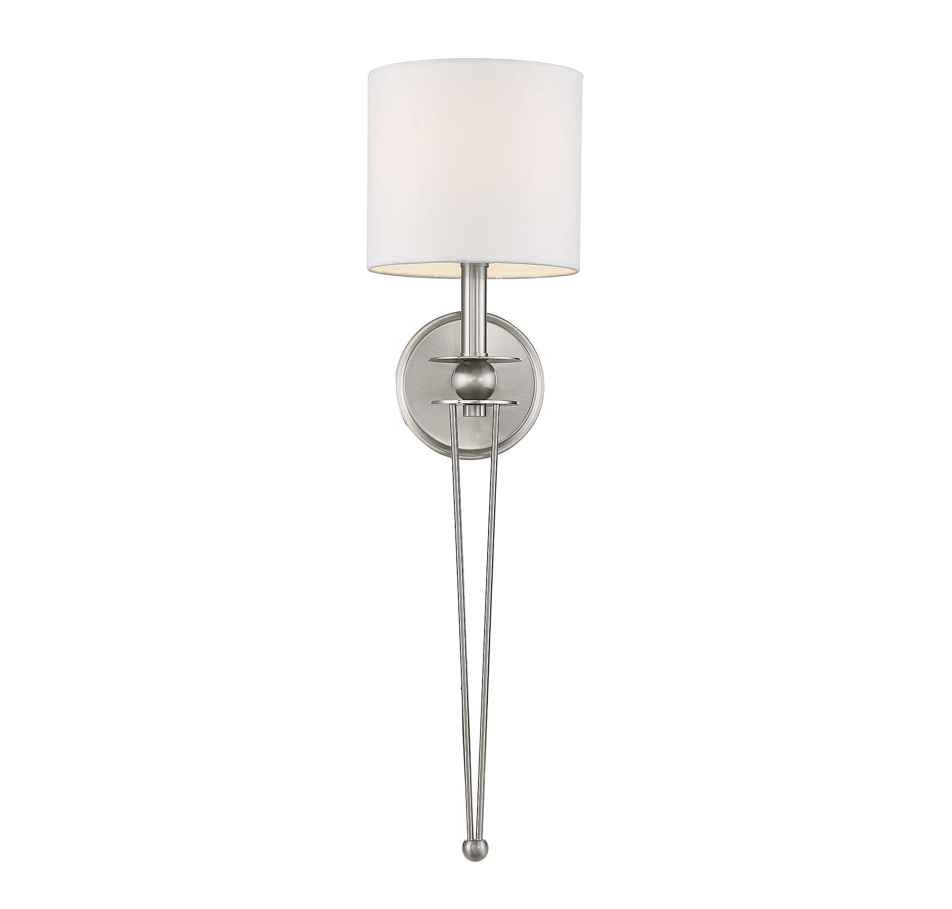 Savoy House Chaplin White Fabric Shade Wall Sconce in Satin Nickel