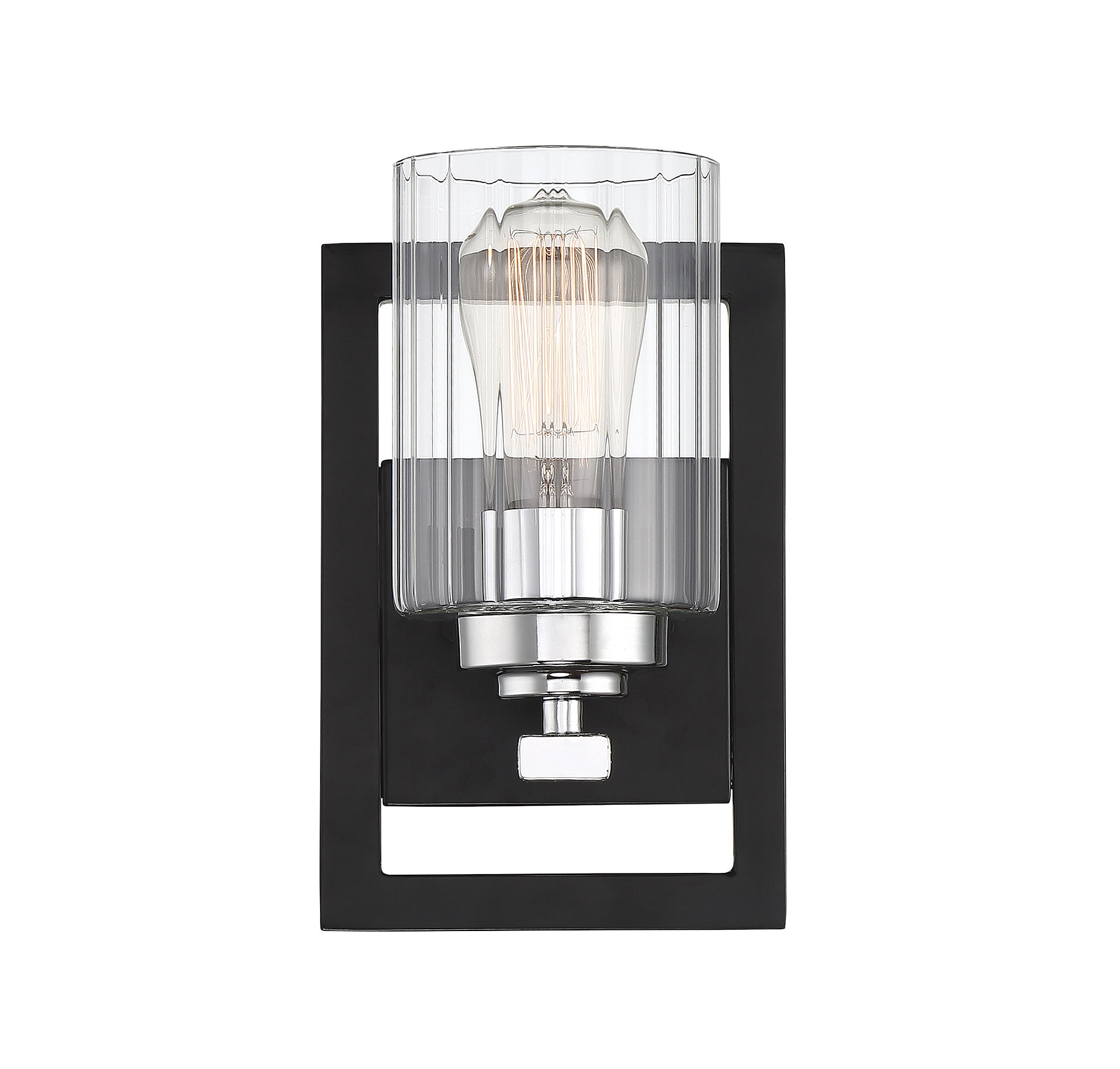 Savoy House Redmond 1-Light Wall Sconce in Matte Black with Polished Chrome Accents