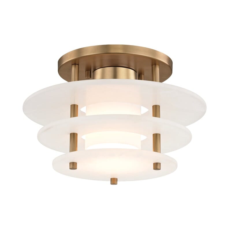 Hudson Valley Gatsby Alabaster Ceiling Light in Aged Brass