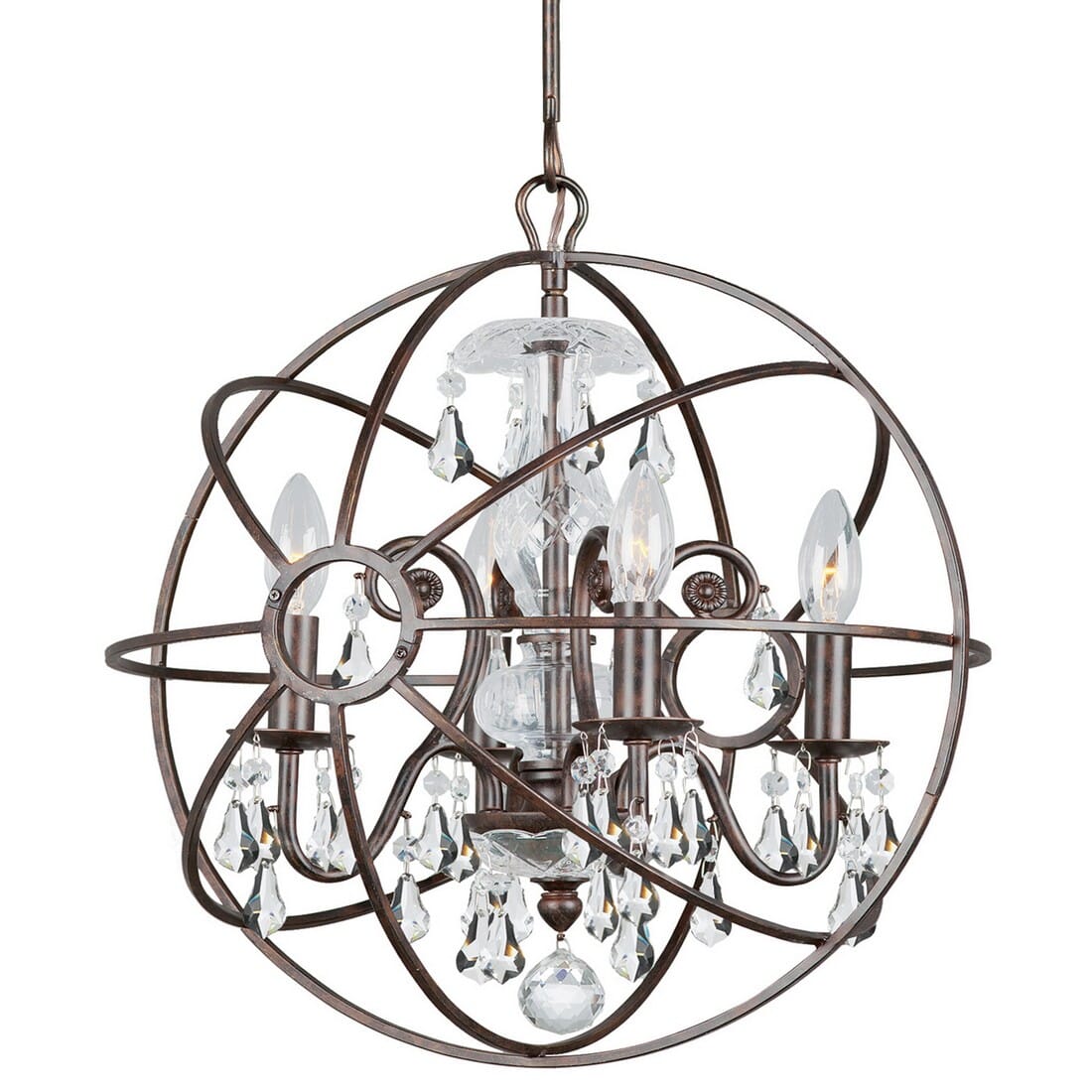 Crystorama Solaris 4-Light 19" Mini Chandelier in English Bronze with Clear Swarovski Strass Crystals