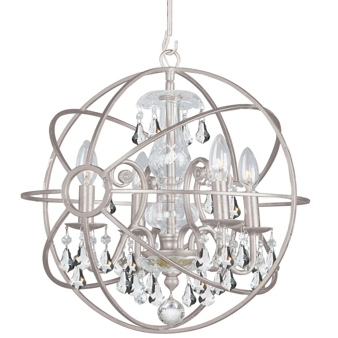 Crystorama Solaris 4-Light 19" Mini Chandelier in Olde Silver with Clear Swarovski Strass Crystals