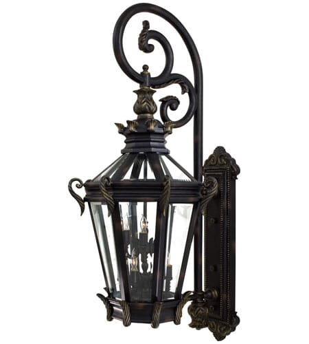 The Great Outdoors Stratford Hall 9-Light 63" Outdoor Wall Light in Heritage with Gold Highlights