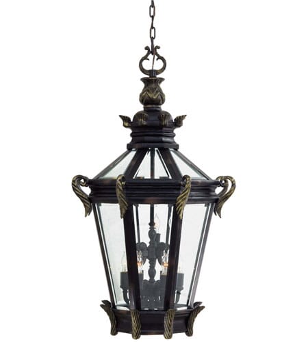 The Great Outdoors Stratford Hall 9-Light 46" Outdoor Hanging Light in Heritage with Gold Highlights