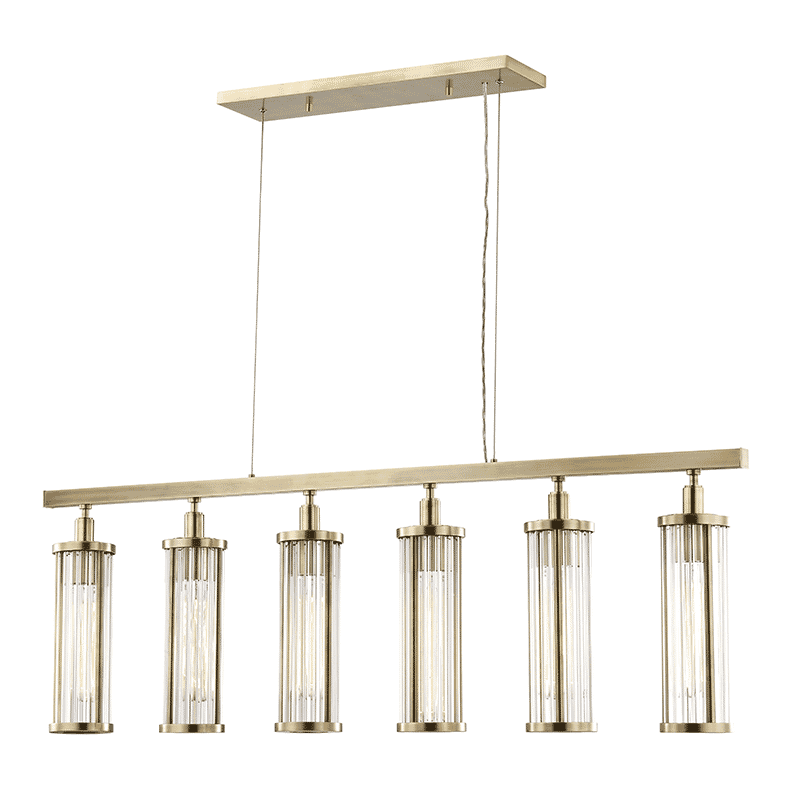 Hudson Valley Marley 6-Light 47" Kitchen Island Light in Aged Brass