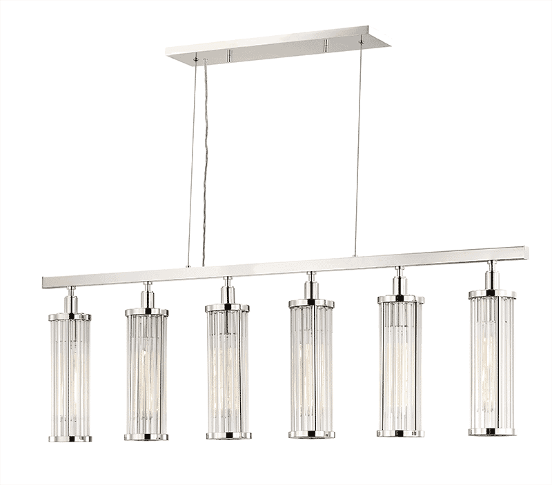 Hudson Valley Marley 6-Light 47" Kitchen Island Light in Polished Nickel