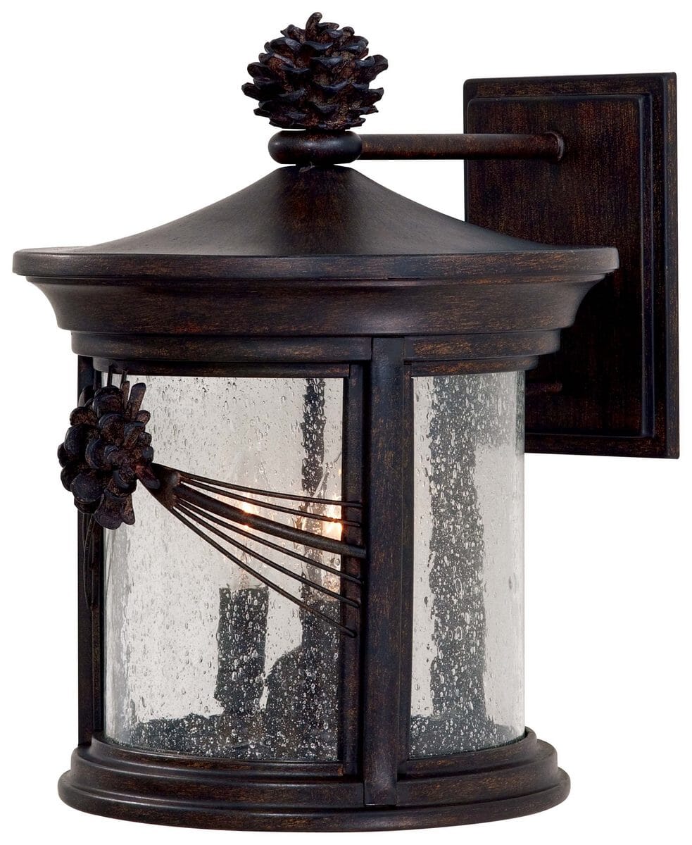 The Great Outdoors Abbey Lane 3-Light 14" Outdoor Wall Light in Iron Oxide