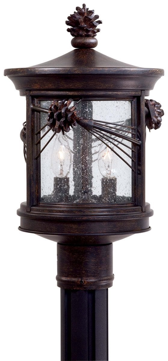 The Great Outdoors Abbey Lane 2-Light Outdoor Post Light in Iron Oxide