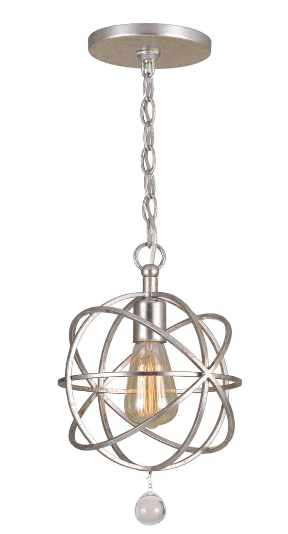 Crystorama Solaris 9" Pendant Light in Olde Silver