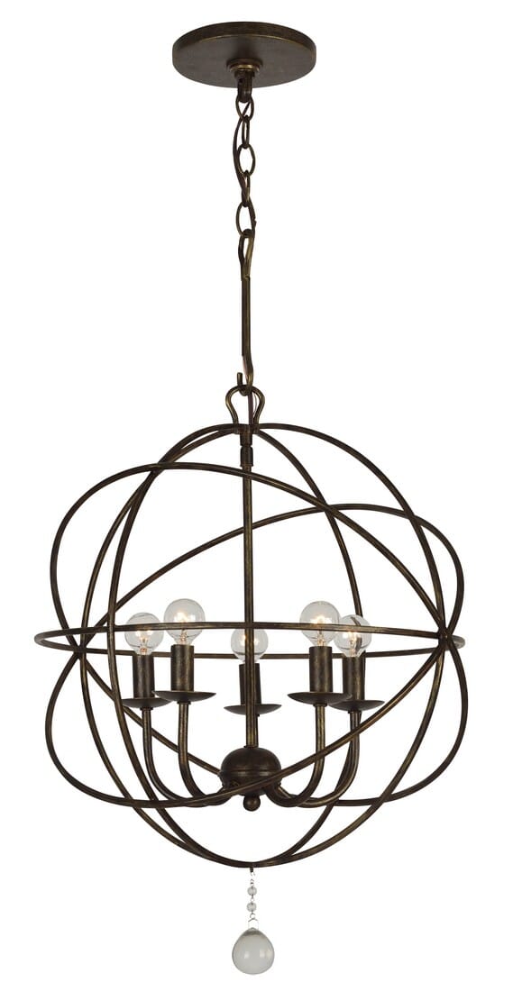 Crystorama Solaris 5-Light 19" Mini Chandelier in English Bronze