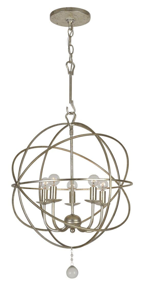 Crystorama Solaris 5-Light 19" Mini Chandelier in Olde Silver