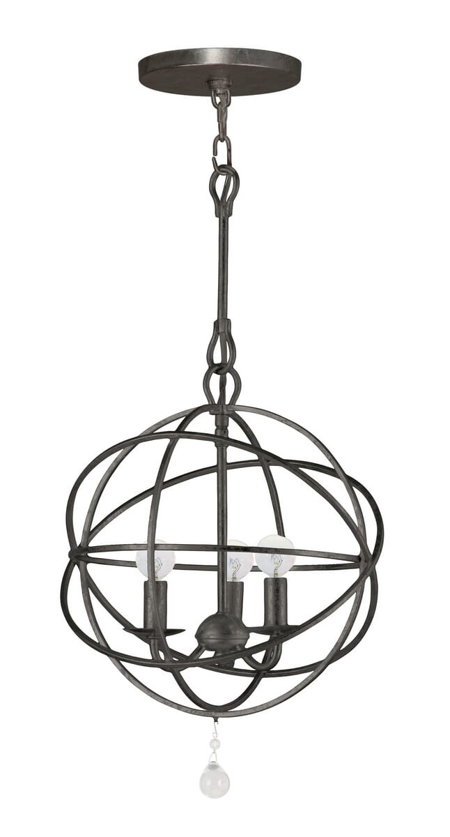 Crystorama Solaris 3-Light 17" Mini Chandelier in English Bronze