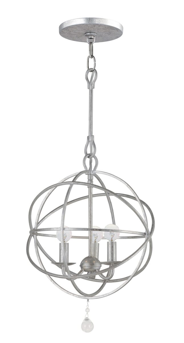 Crystorama Solaris 3-Light 17" Mini Chandelier in Olde Silver