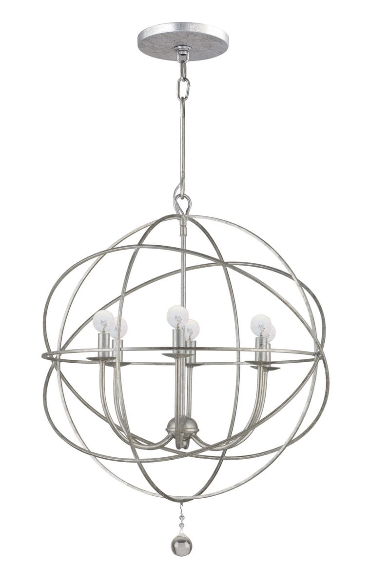 Crystorama Solaris 6-Light 28" Industrial Chandelier in Olde Silver