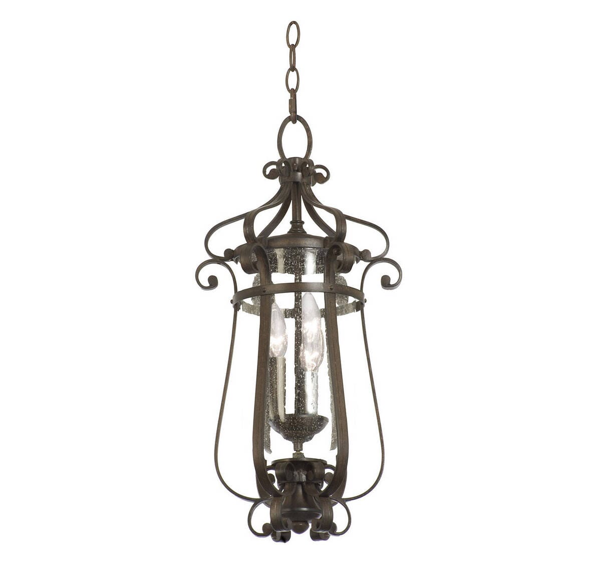 Kalco Hartford Outdoor 3-Light Med. Hanging Lantern in Burnished Bronze