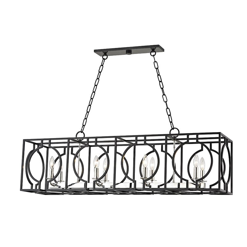 Hudson Valley Octavio by Corey Damen Jenkins 8-Light Kitchen Island Light in Aged Iron and Polished Nickel