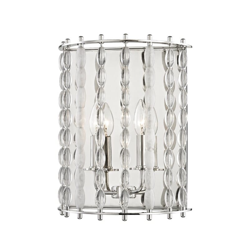 Hudson Valley Whitestone 2-Light 14" Wall Sconce in Polished Nickel