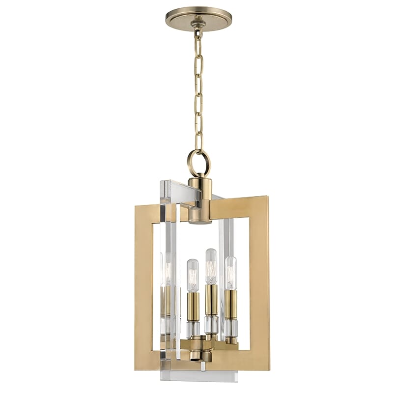 Hudson Valley Wellington 4-Light 19" Pendant Light in Aged Brass