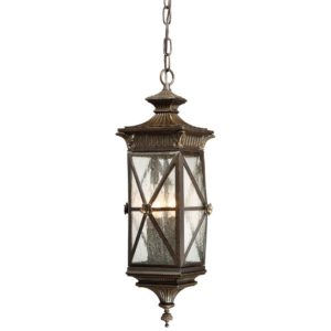 The Great Outdoors Rue Vieille 4-Light 22" Outdoor Hanging Light in Forged Bronze