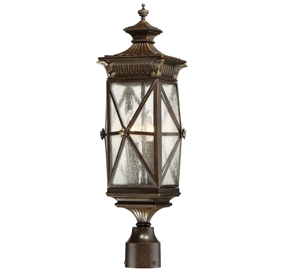 The Great Outdoors Rue Vieille 4-Light 24" Outdoor Post Light in Forged Bronze