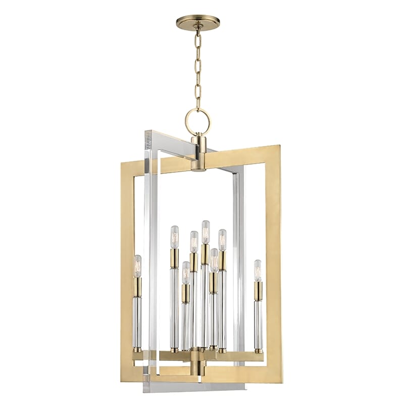 Hudson Valley Wellington 8-Light 35" Pendant Light in Aged Brass