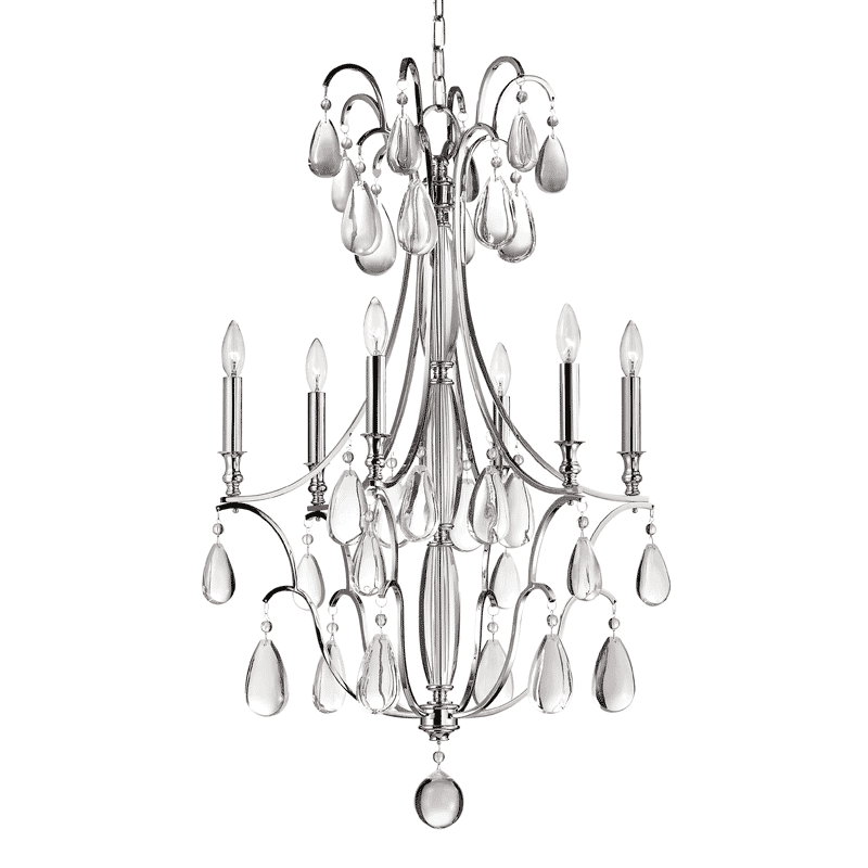 Hudson Valley Crawford 6-Light Chandelier in Polished Nickel