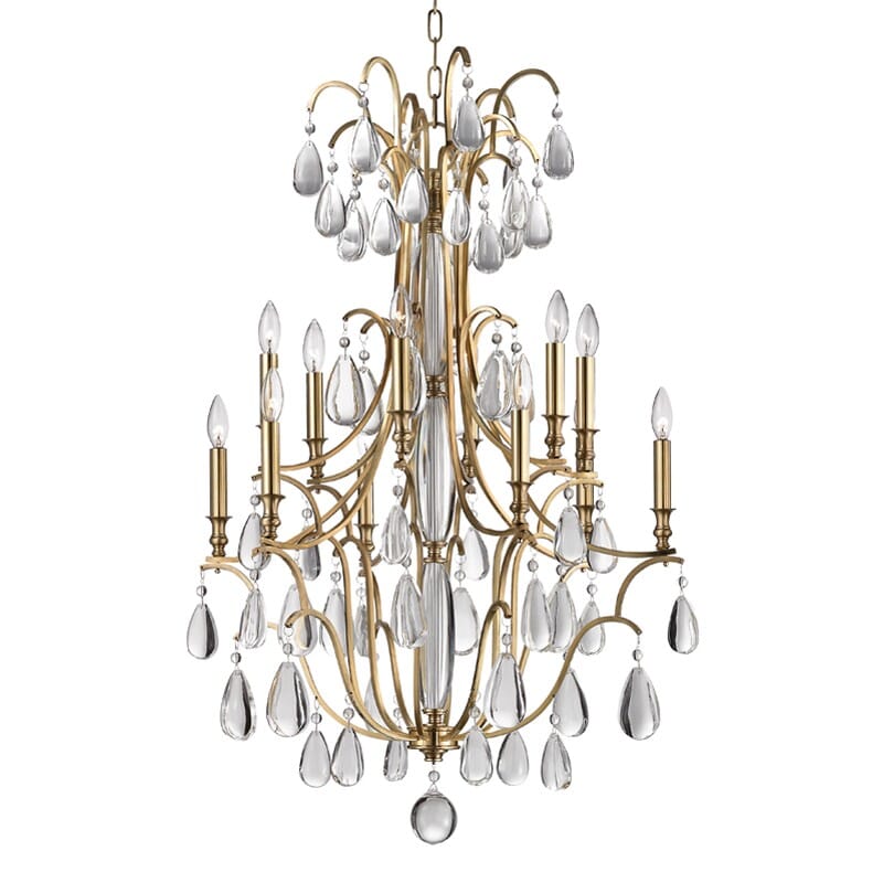 Hudson Valley Crawford 12-Light Chandelier in Aged Brass