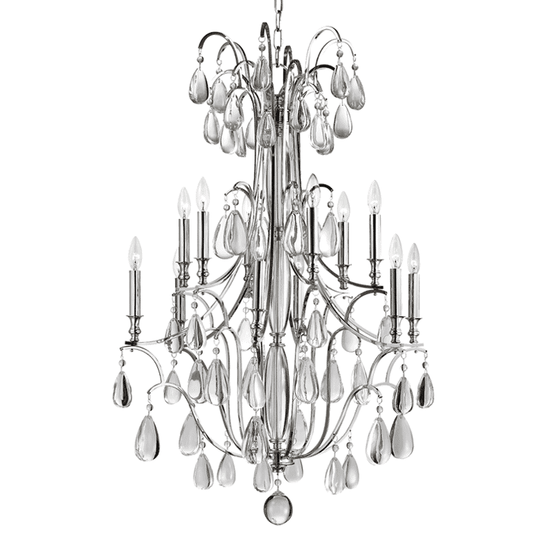 Hudson Valley Crawford 12-Light Chandelier in Polished Nickel