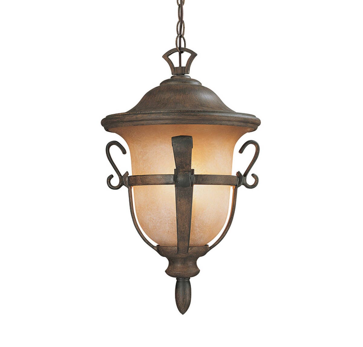 Kalco Tudor Outdoor 3-Light Medium Hanging Lantern in Walnut