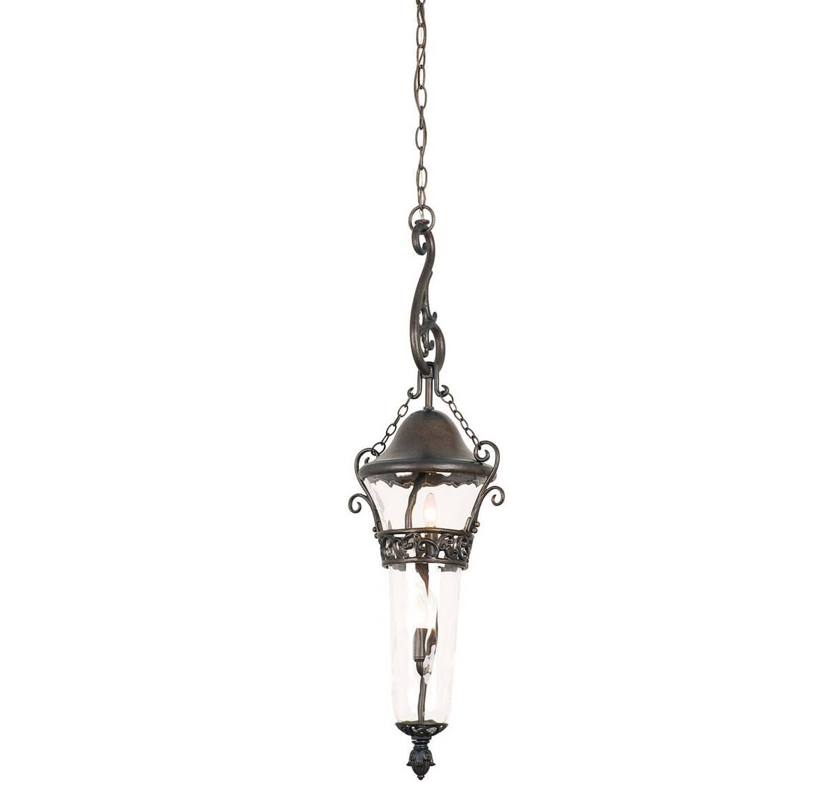 Kalco Anastasia Outdoor 2-Light Med. Hanging Lantern in Burnished Bronze