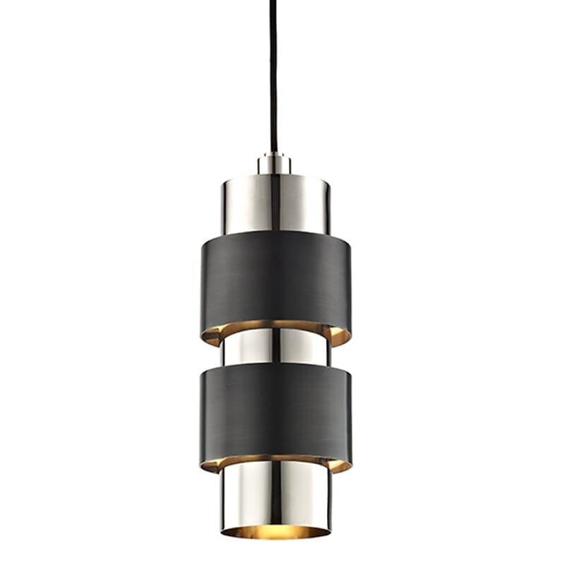 Hudson Valley Cyrus 2-Light 15" Pendant Light in Polished Nickel and Old Bronze