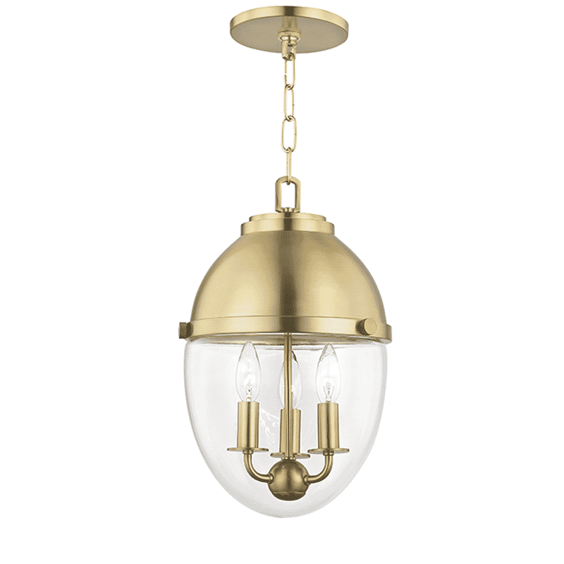 Hudson Valley Kennedy 3-Light 17" Pendant Light in Aged Brass