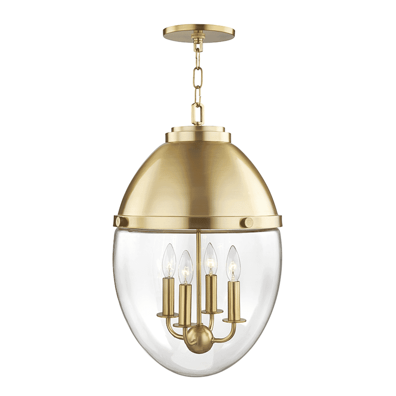 Hudson Valley Kennedy 4-Light 23" Pendant Light in Aged Brass