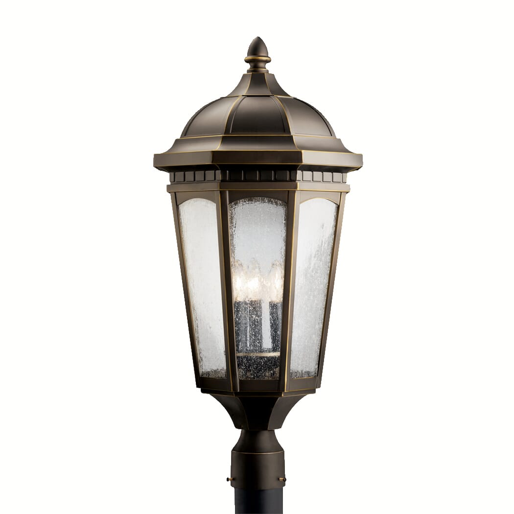 Kichler Courtyard 3-Light Outdoor Post Lantern in Rubbed Bronze