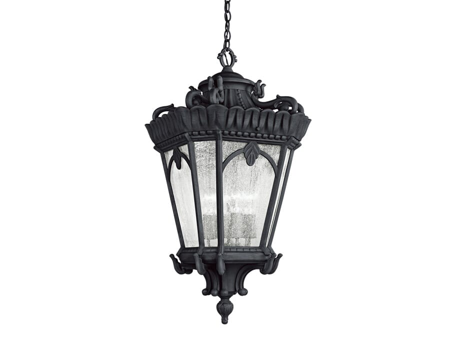 Kichler Tournai 4-Light 17" Outdoor Hanging Pendant in Textured Black