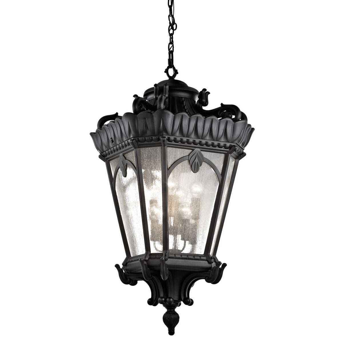 Kichler Tournai 8-Light 25.5" Outdoor Hanging Pendant in Textured Black