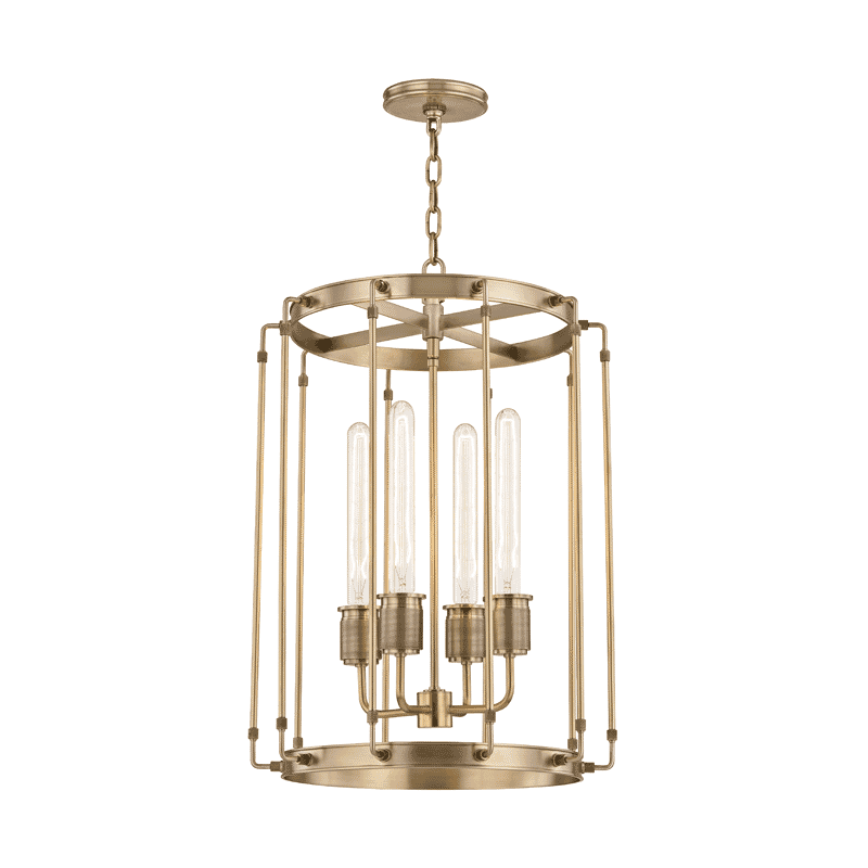 Hudson Valley Hyde Park 4-Light 25" Pendant Light in Aged Brass