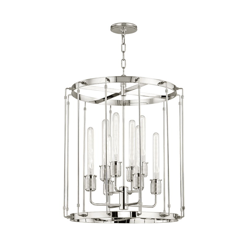 Hudson Valley Hyde Park 8-Light 27" Pendant Light in Polished Nickel