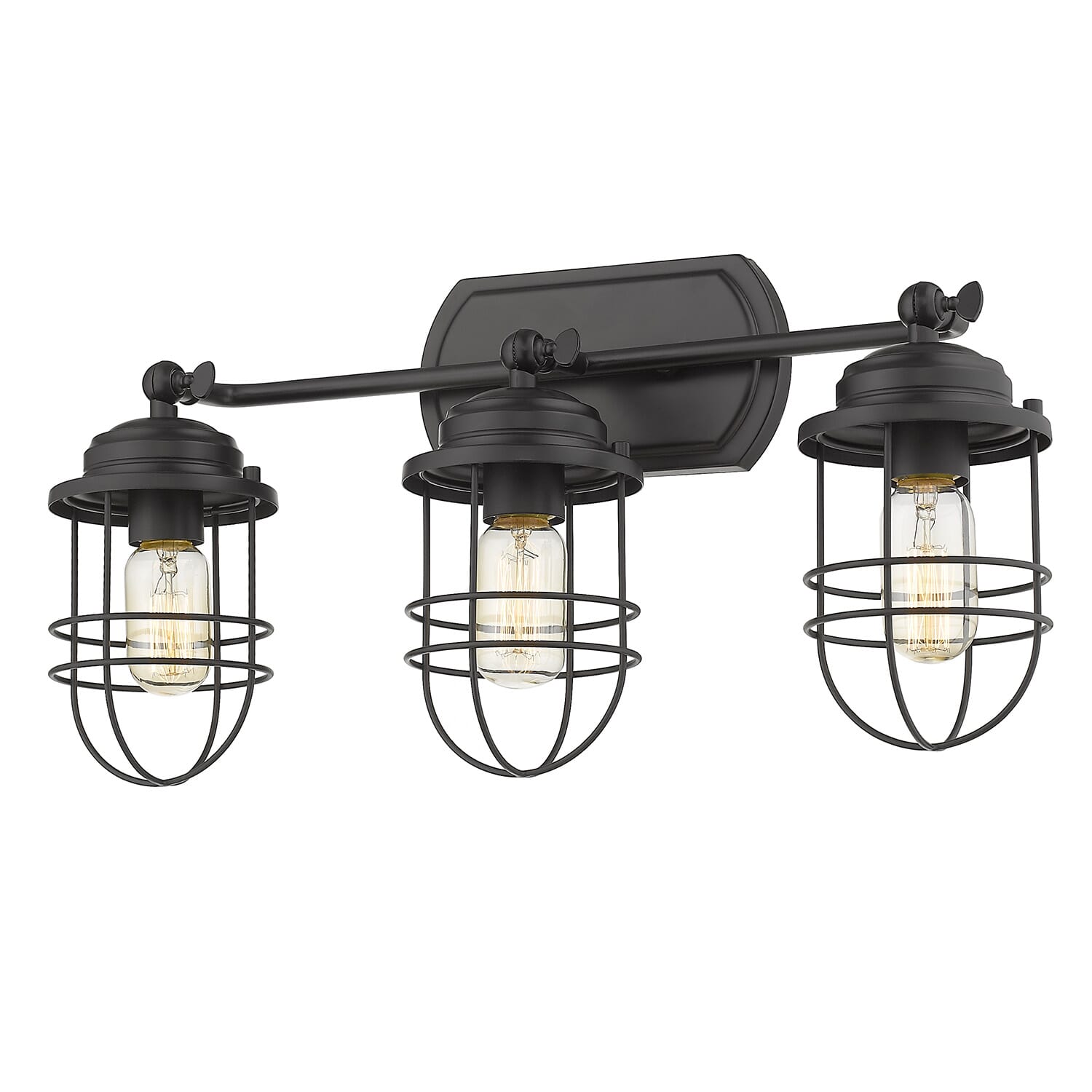 Golden Seaport 3-Light 21" Bathroom Vanity Light in Black