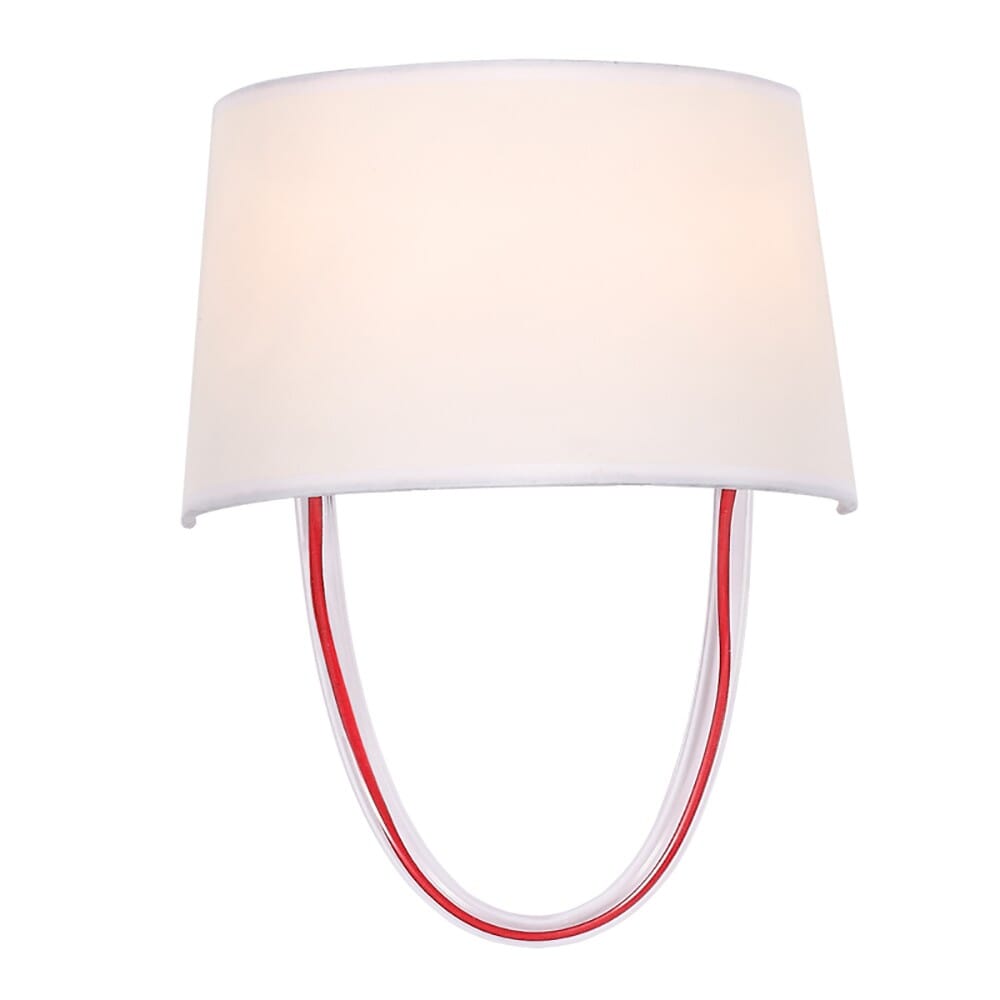 Crystorama Stella 2-Light 12" Wall Sconce in Polished Chrome And Red Cord